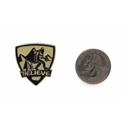 Bigfoot Enamel Lapel Pin - for Fans of Bigfoot and Sasquatch - style: Cryptid Belief Shield