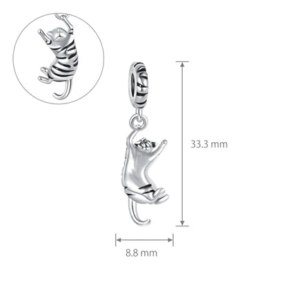 Ginger Cat Playing Tabby Dangle Charm Compatible with Pandora Charms Bracelets with CZ Birthstones for Cat Lovers Women Mother's Day - style: Tabby Cat