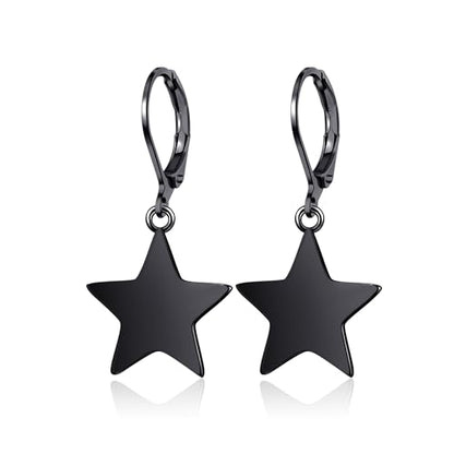 Leverback Earrings Dangle Earrings for Women Dangly Earrings Anniversary Birthday Gifts for Women - style: Star Earrings-Black