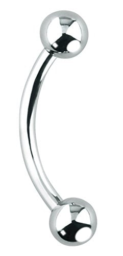 Forbidden Body Jewelry Curved Barbell Piercing Jewelry - 00GA-16GA Silver Eyebrow Piercing - Surgical Steel Snake Eye Frog Eyes Tongue Rings & Belly Rings for Women (6/14mm Bar, 3/12mm Balls) - style: 16GA, 11mm Length, 4mm Balls