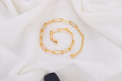 LOYATA Dainty Ankle Bracelet,14K Gold Plated Tiny Bead Anklet Dainty White Cubic Zirconia Cross Tassel Foot Chain Cute Lucky Moon Evil Eye Foot Jewelry Boho Anklets for Women - color: gold-anklet-019