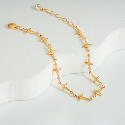 Gold Chain Bracelet for Women, 14K Gold Plated | Dainty Bracelets with Adjustable Chain, Trendy Jewelry Gift for Women - style: simple