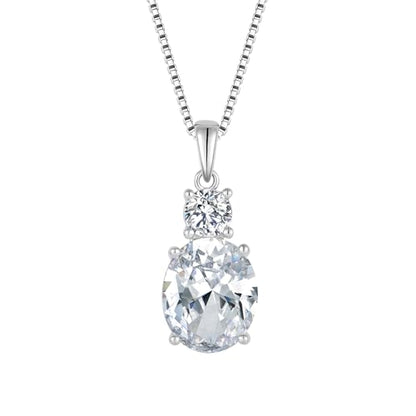 Birthstone Necklace for Women 925 Sterling Silver | Oval Cut Pendant Necklace, Jewelry for Mom Wife - color: White