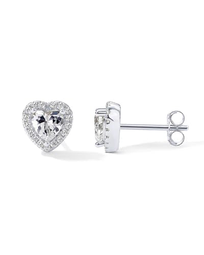PAVOI 14K Gold Plated 925 Sterling Silver Post Brilliant Round Faux Diamond Halo Earrings - Premium Cubic Zirconia - style: Heart
