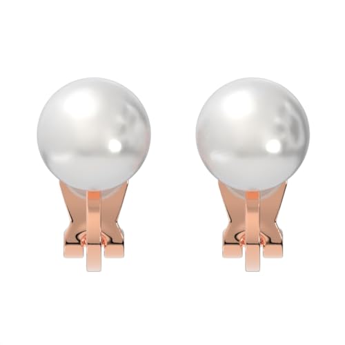 Aloha Earrings Simulated Freshwater Pearl Clip On Stud Earrings - style: Rose Gold Tone