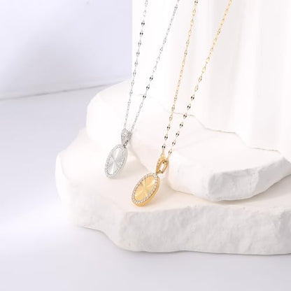 16 Inch Women's Pendant Necklace Chains - 5 Different Pendant Designs, Dainty Adjustable Chains(Gold/Silver) - color: silver3