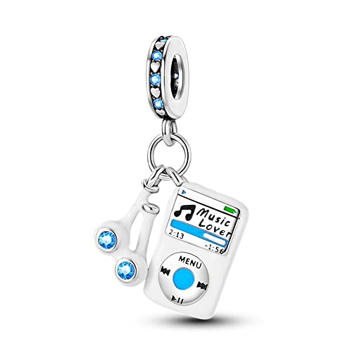 Pandach 925 Sterling Silver Charms for Bracelets and Necklaces Travel Round The World Beads Charms Relaxation Dangle Pendant,Jewelry Beads Gifts for Women - style: Love Music Charm