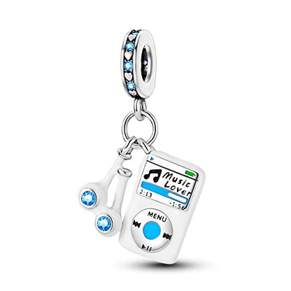 Pandach 925 Sterling Silver Charms for Bracelets and Necklaces Travel Round The World Beads Charms Relaxation Dangle Pendant,Jewelry Beads Gifts for Women - style: Love Music Charm