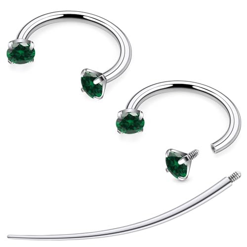 F136 Titanium 20/18/16/14g Horseshoe Nose Septum Lip Ear Rings Piercings 8/10/12mm Cartilage Helix Daith Earrings Jewelry for Women Men - color: Green, size: 18g*5/16in(8mm)