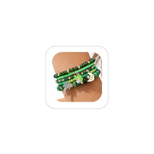 Boho Beaded Stretch Bracelets For Women Stackable Crystal Gold Plated Beaded Bracelets Set Trendy Handmade Friendship Braeclet Jewelry Gifts - color: Q-Luck Catcher