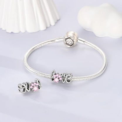 LNQOBU 925 Sterling Silver Charms for Bracelets Necklaces,5A Cubic Zirconias Evil Eye Dangle Beads Charms Jewelry Gift for Women (With one Spacer Beads Charms) - style: Love Pet Alphabet Charms