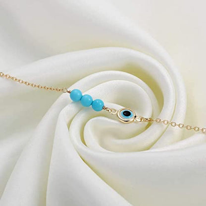 Fesciory Evil Eye Bracelet for Women, Gold Plated Adjustable Chain Jewelry | Blue Evil Eye Charm Bracelet, Lucky Amulet Symbolism, Dainty Adjustable Chain, Daily wear, Jewelry gifts - color: Gold-3