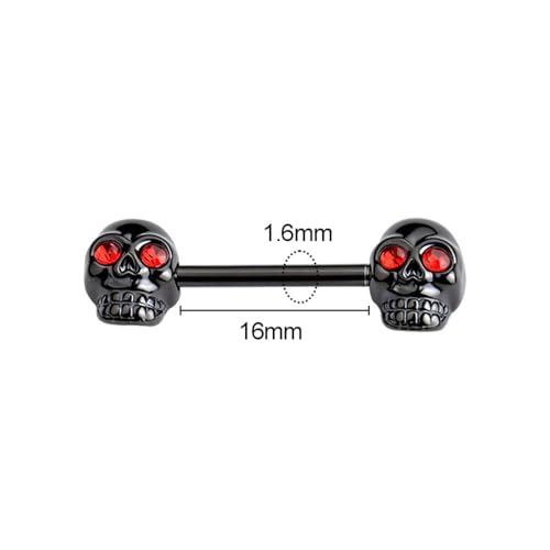 Gothic Skull Nipple Rings for Women Punk Skeleton Industrial Nipplerings Nipple Piercing Barbell Nipple Shield Studs Industrial Barbell Earrings Halloween Body Jewelry
