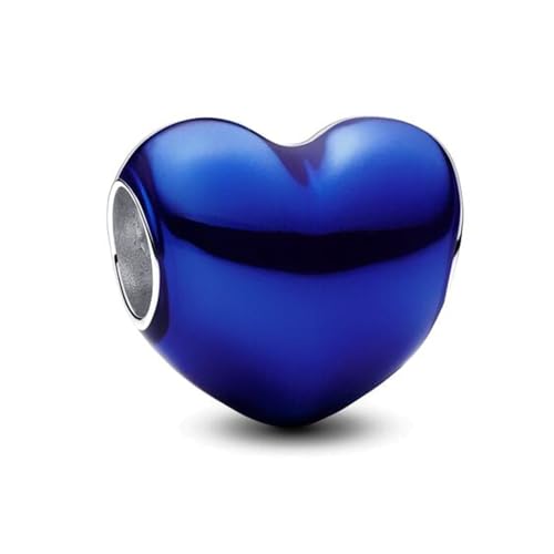 S925 Sterling Silver Enamel Colorful Heart Charm Fit Bracelets Necklaces | Black Pink Blue Green Red Enamel Heart Charms DIY Fashion Holiday Jewelry Gift Valentines Day & Anniversary for Women - color: Silver-1496