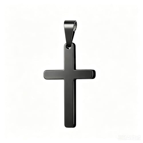Stainless Steel No Tarnish Cross Pendant Charm Christian Jewelry for Women Men Jewelry Making Necklace Bracelet Silver - style: Big size:17mm*32mm-black