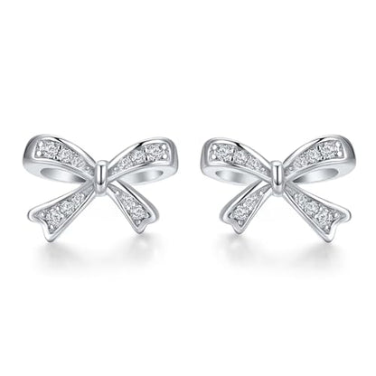 925 Sterling Silver Birthstone Bow Stud Earrings for Girls Women Bow Jewelry Birthday Gifts for Teens Kids Girls Bowknot Stud Earrings - color: 04.April