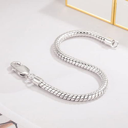 Dankadi Italy Smooth 3MM 4MM Round Snake Chain Bracelet Solid 925 Sterling Silver Men Women 6.3" 6.7" 7" 7.5" 8" 8.5" 9" 9.5" Bangle Charm Jewelry Gift - color: 4MM, size: 6.3 inches