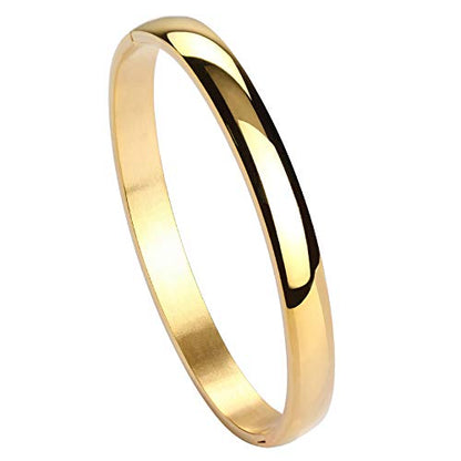 Stainless Steel Bracelet for Women Girls High Polished Bracelet Grooved Cuff Bangle 7" - style: 6mm Wide