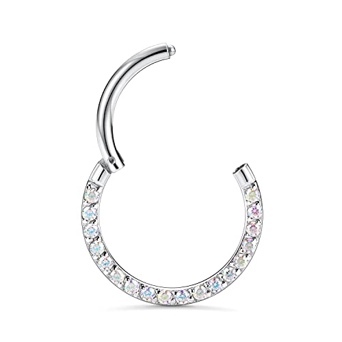 GAGABODY Septum Ring 16 Gauge Earrings Daith Jewelry Surgical Steel Hinged Nose Rings Nose Hoop Cartlidge Earring Hoop Helix Rook Piercing Jewelry - color: Style1:1pc Silver-ABCZ