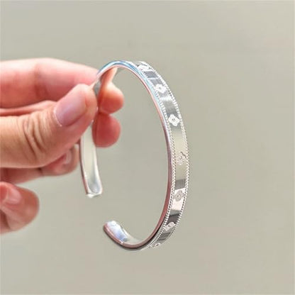 925 Sterling Silver Bangles For Women Handmade Silver Bangles Open Adjustable Bangle Bracelets For Women Silver Open Cuff Bracelets Stackable Wrap Bangles Festival Jewelry Gifts - color: Style 07