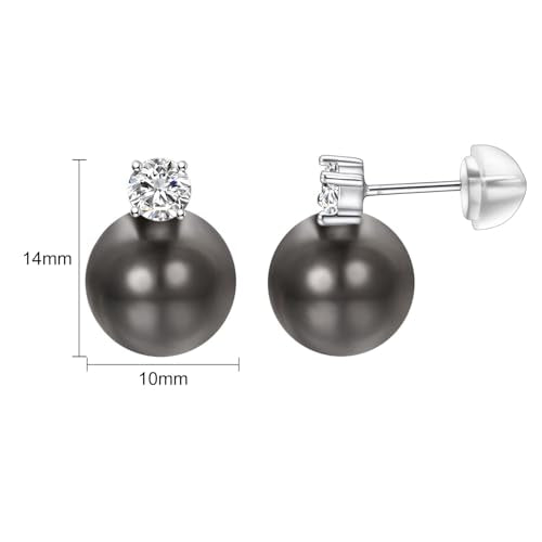 Pearl and Rhinestone Stud Earrings for Women Retro Statement Earrings Wedding Party Prom Jewelry - color: Zirconia Pearl-Black