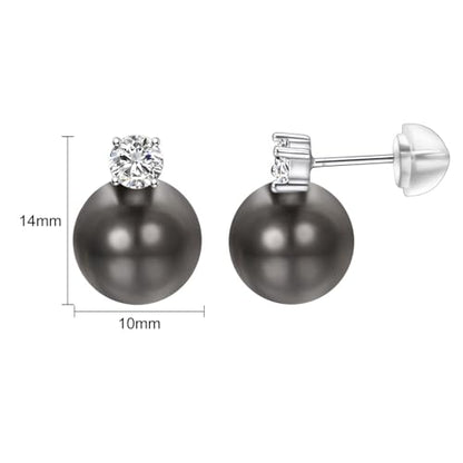 Pearl and Rhinestone Stud Earrings for Women Retro Statement Earrings Wedding Party Prom Jewelry - color: Zirconia Pearl-Black