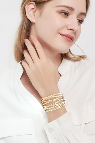 Gold Cuff Bracelets For Women Line Bangle Open Cuff Bracelet Fashion Wrist Adjustable Bracelet - style: SZ21053A