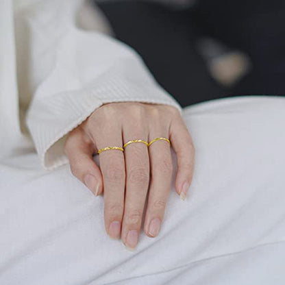 KAZITSAN 1mm 3pc Women Men Stainless Steel Rings fashion Plain Band Knuckle Stacking Midi Rings Silver/Rose Gold Wedding Band Comfort Fit - color: Gold