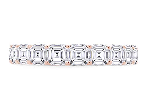 Jewel Zone US Asscher Cut White Cubic Zirconia Eternity Band Ring in 14k Gold Over Sterling Silver - color: rose-gold-plated-silver