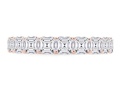 Jewel Zone US Asscher Cut White Cubic Zirconia Eternity Band Ring in 14k Gold Over Sterling Silver - color: rose-gold-plated-silver