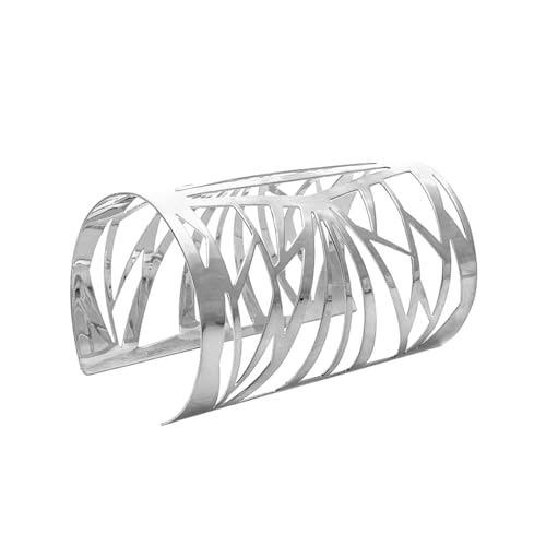 OIDIMS Women's Cuff Bracelets Large Big Bangles Minimalist Statement Adjustable Fashion Hollow Wide Bracelet Chunky Open Arm Cuff Upper Arm Personalized Punk Jewelry for Ladies - color: Silver