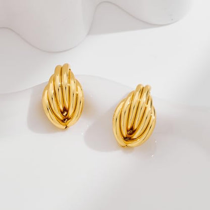 Gold Geometric Drop Dangle Earrings for Women Chunky Trendy Knot Stud Small Twisted Link Earring Jewelry Gift - color: Gold-Knot-E