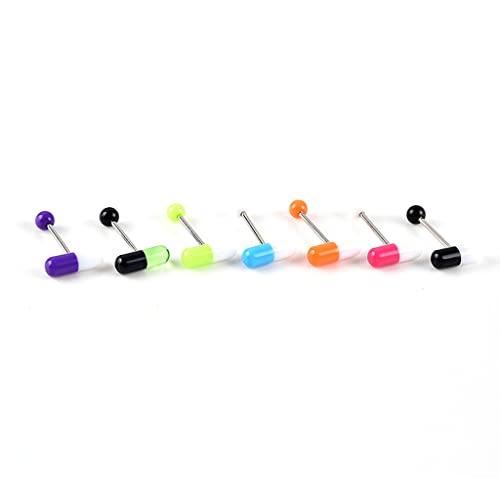 Generic 10Pcs Multicolor Stainless Steel Tongue Barbell Set - Modern Piercing Jewelry