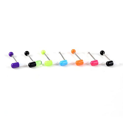 Generic 10Pcs Multicolor Stainless Steel Tongue Barbell Set - Modern Piercing Jewelry
