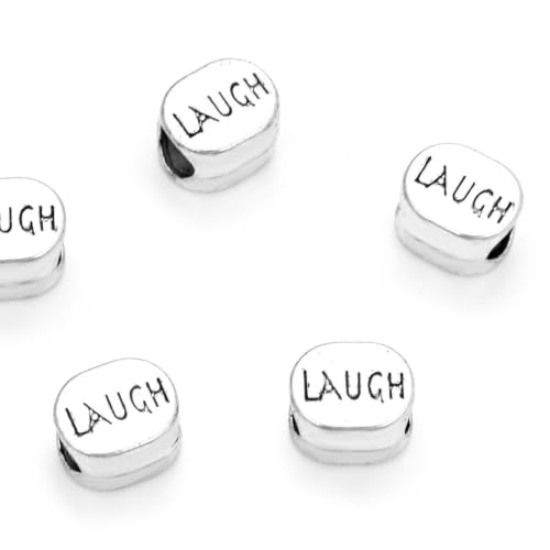 40pcs Laugh Large Hole Happiness Beads (4.5mm Hole) Antique Silver - size: Laugh Bead