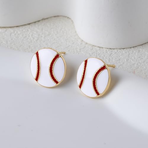 Gold Stud Earring Gifts For Teens Women Hypoallergenic Golf Baseball Football Basketball Soccer Volleyball Sport Earrings For Women - color: baseball earring