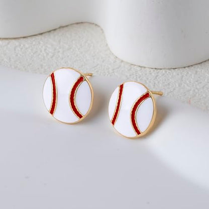 Gold Stud Earring Gifts For Teens Women Hypoallergenic Golf Baseball Football Basketball Soccer Volleyball Sport Earrings For Women - color: baseball earring