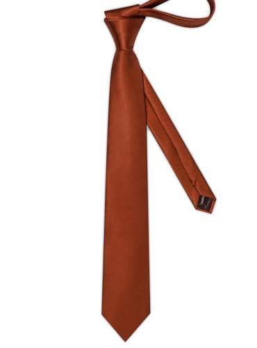 Solid Color Tie and Pocket Square with Tie Clip Lapel Pin Silk Formal Necktie Set Wedding Formal - color: Rust