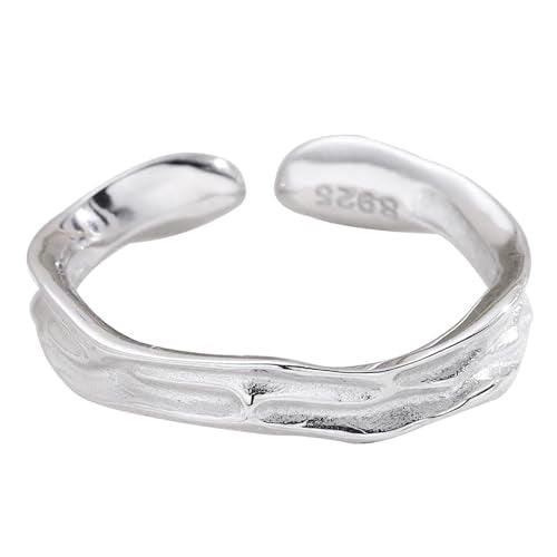 925 Sterling Silver Ring Minimalist Adjustable Rings Band Handmade Rings for Women Girls - color: Color 11