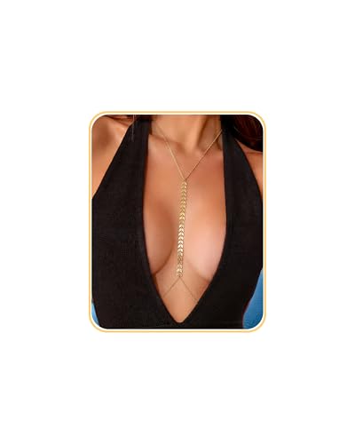 Hypoallergenic Waterproof 18K Gold Body Chain: Dainty 316L Surgical Stainless Steel Jewelry for Women Fashion, Cute Belly Waist Chain for Chest Stomach Hip Bikini Belt
