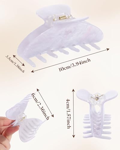 Molans 3PCS Hair Claw Clips Acrylic Clamps for women - Non-slip Strong Hold Barrettes for Thin Thick Hair, Medium hair clips Accessories - color: pink/yellow/blue