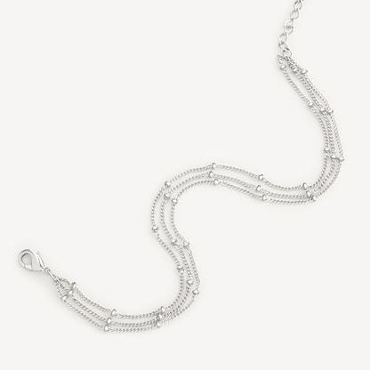 MEVECCO Dainty Chain Bracelets for Women, Layered and Charm Styles | 14K Gold Plated Brass, Select Cubic Zirconia Accents, Single and Multi-Row Structures for Refined Everyday Wristwear - style: 3 Layer Satellite Chain Sliver