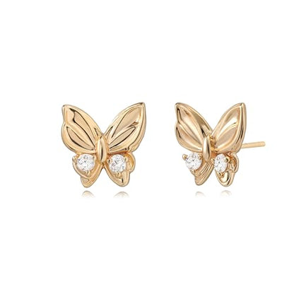 LOYATA Spike Earrings Gold Huggie Hoop Diamond Cubic Zirconia 14K Gold Plated Dainty Small Simple Hypoallergenic Geometric Jewelry Gift for Women - color: CZ Butterfly