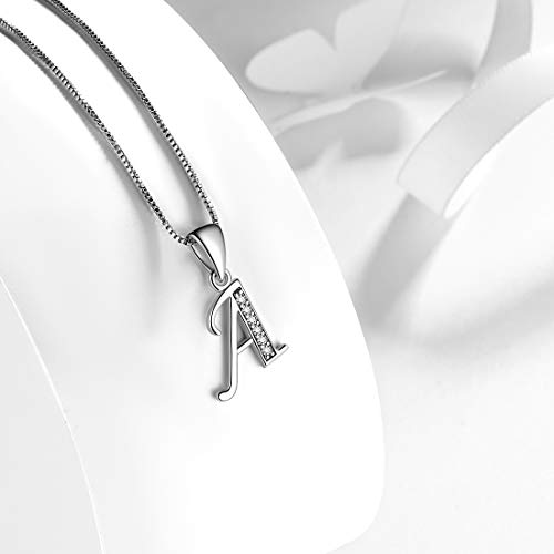 Aurora Tears Letter Necklace Initial 925 Sterling Silver Alphabet Pendant Crystal Name Gift Women Cubic Zirconia Jewelry - color: A
