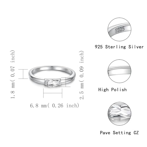 Sariel Birthstone Rings Jewelry 925 Sterling Silver Colorful Stackable Promise Ring for Women Wife Girlfriend Mom - color: April