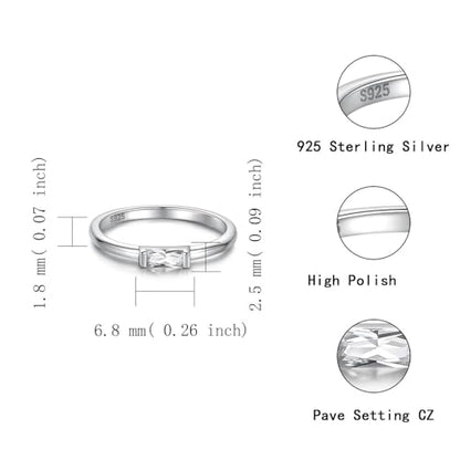 Sariel Birthstone Rings Jewelry 925 Sterling Silver Colorful Stackable Promise Ring for Women Wife Girlfriend Mom - color: April