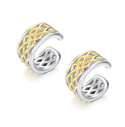 CHIC & ARTSY 925 Sterling Silver Ear Cuffs for Women, Non Piercing Clip On Cartilage Cuffs, Adjustable Fake Conch & Helix Earrings, Gold Plated & Oxidized Various Styles - color: ear cuff #13