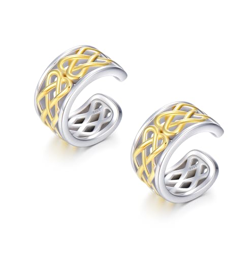 CHIC & ARTSY 925 Sterling Silver Ear Cuffs for Women, Non Piercing Clip On Cartilage Cuffs, Adjustable Fake Conch & Helix Earrings, Gold Plated & Oxidized Various Styles - color: ear cuff #13