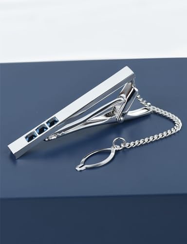 Men's Classic Luxury Zircon Crystal Tie Clip Silver Tone Light Brass Regular Necktie Tie Clip for Wedding Groomsmen Grooms Business Anniversary - style: BlueGreen Crystal