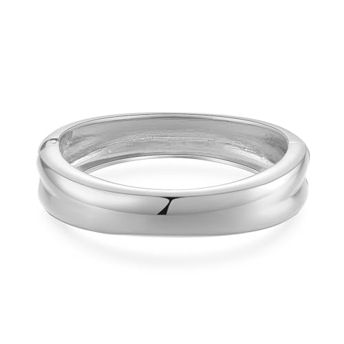 Grunge Minimalist Metal Wide Irregular Oval Bangle Cuff Bracelet Hammered Open Wrist Cuff Gothic Chunky Bangle Statement Bracelets for Women